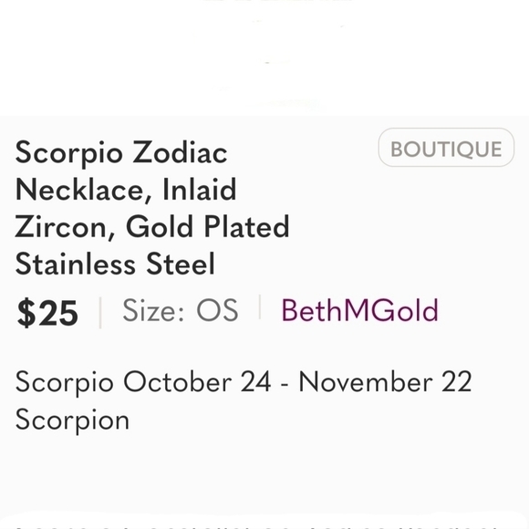 Scorpio Zodiac Necklace Inlaid Zircon Gold Plated Stainless Steel - Picture 10 of 16
